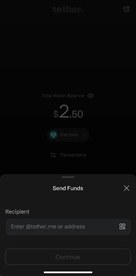 Step 1：点选 Send，输入收款人