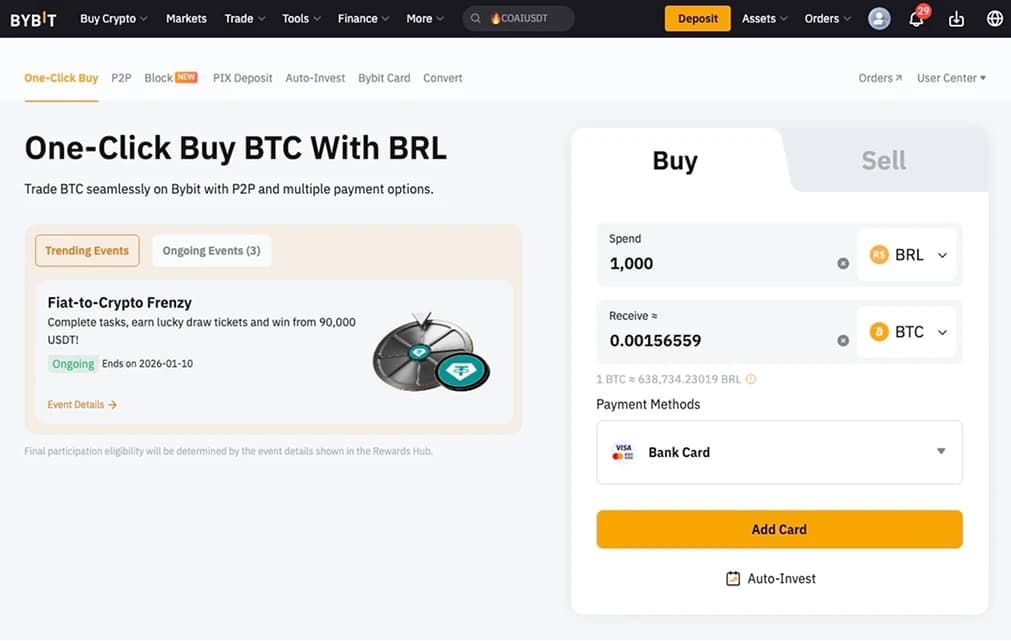 1. Bybit — 巴西最佳加密货币交易所