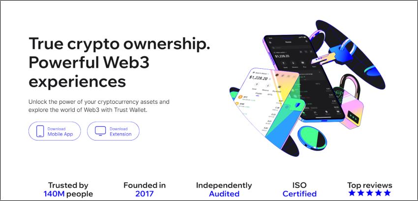 2.&nbsp;Trust Wallet：最适合初学者的加密货币钱包