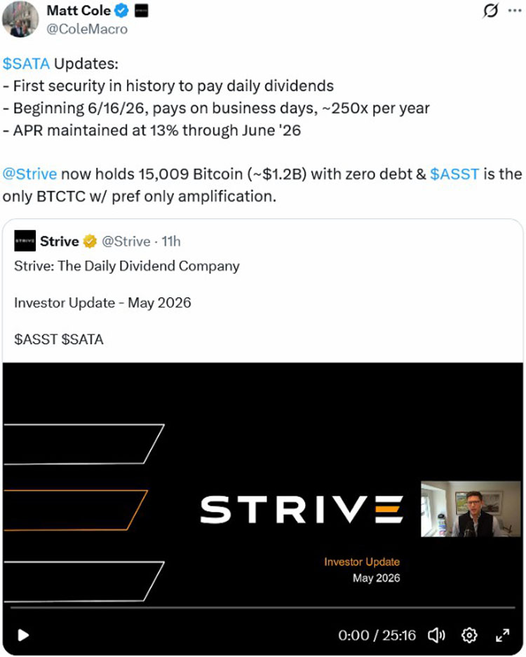 Strive 清债涨 5.8% 推每日股息