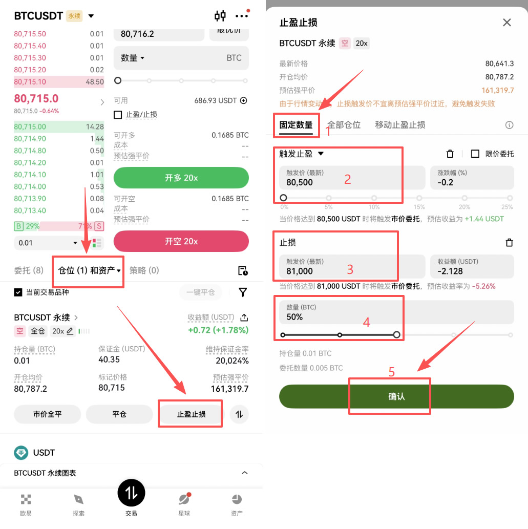 什么是止盈止损单的双向设置？欧意OKX合约高级风控委托教学