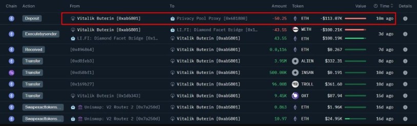 Vitalik 转 11.3 万至隐私池