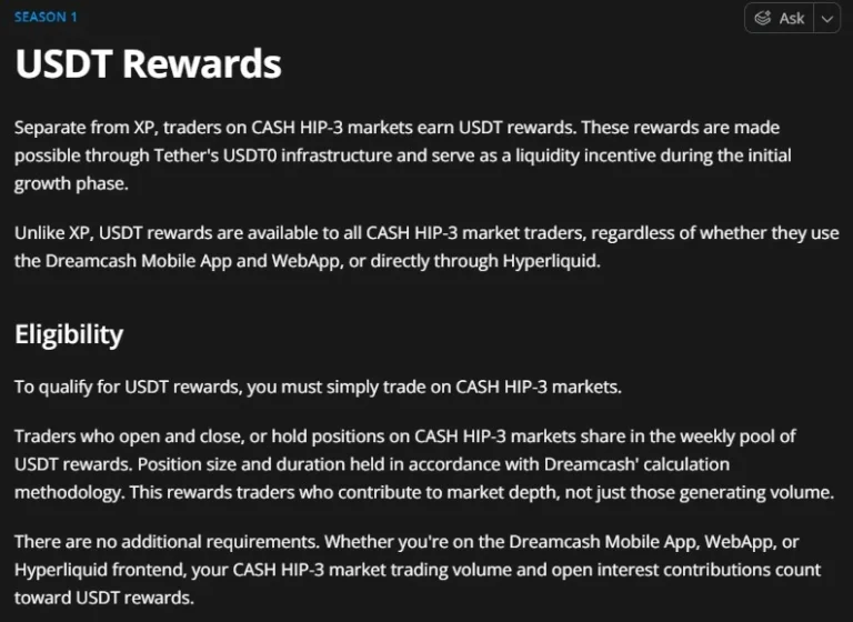 HIP－3 板块USDT 奖励