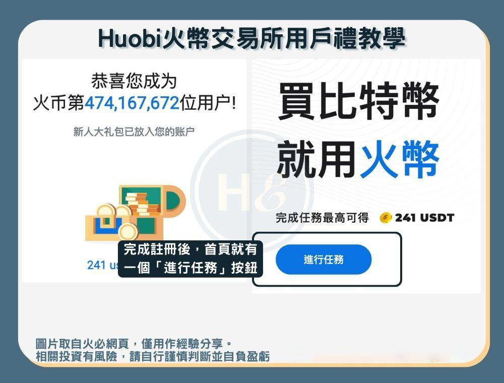 【火币注册教学】step4:完成注册并领取任务奖励