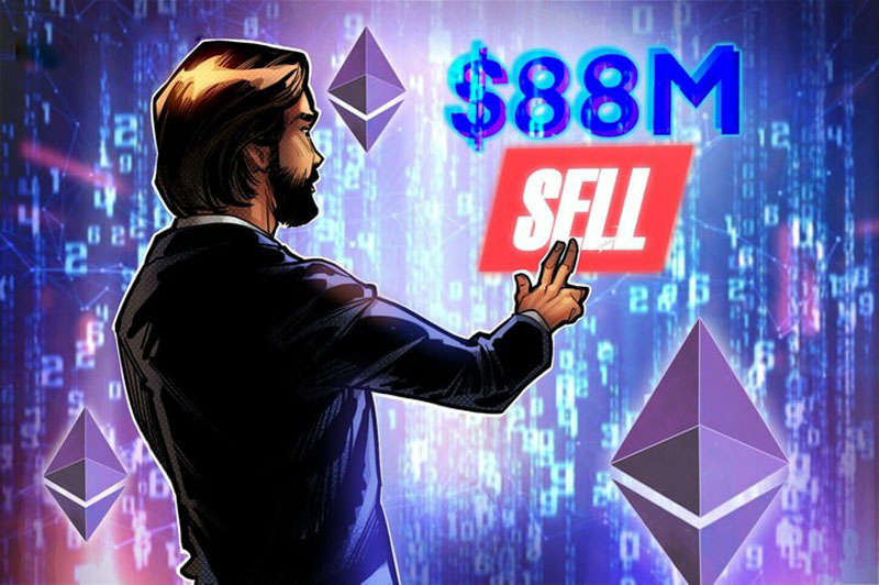 持有56亿美元以太坊（ETH）的巨鲸正在抛售，15小时内抛售8800万美元