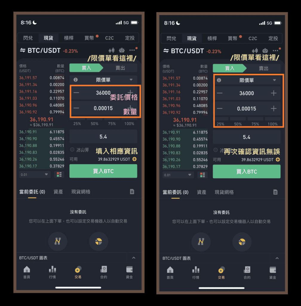 2. 币安现货购买比特币—— 限价单教学_图2