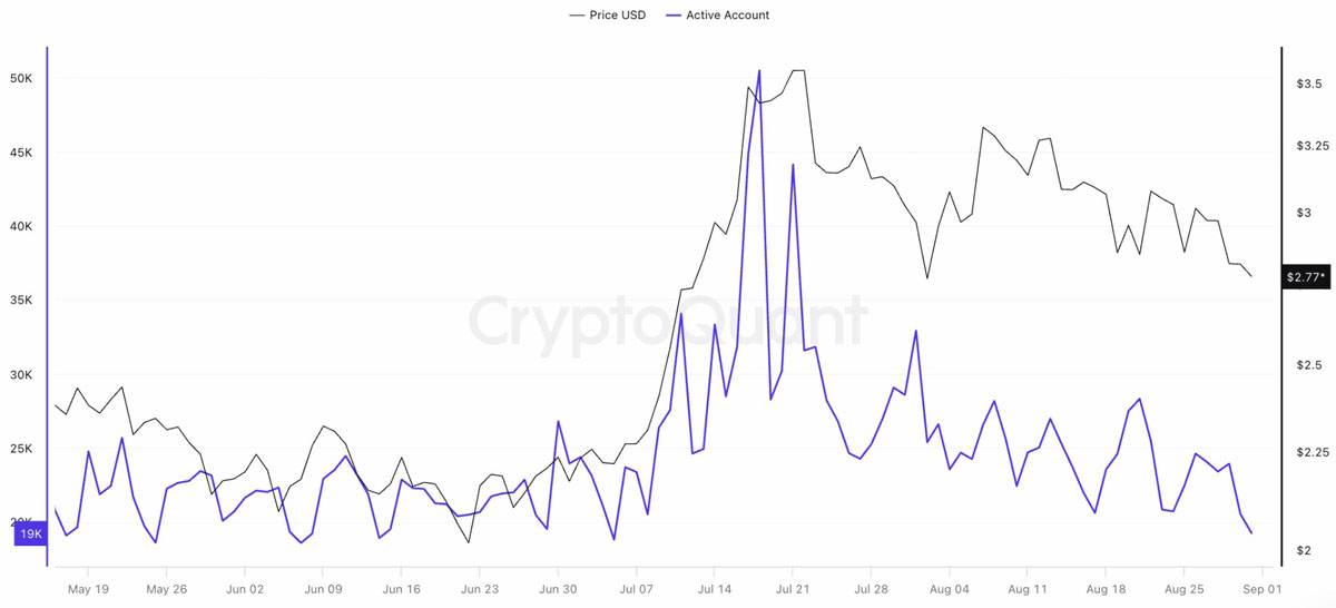 XRP账本活跃地址变化趋势