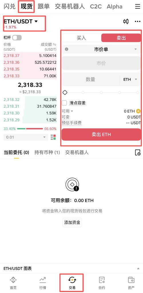 步骤二：将ETH置换为USDT