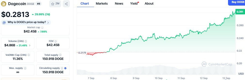 DOGE价格飙升30%原因介绍