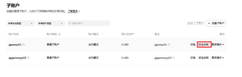 OKX交易所子账号操作