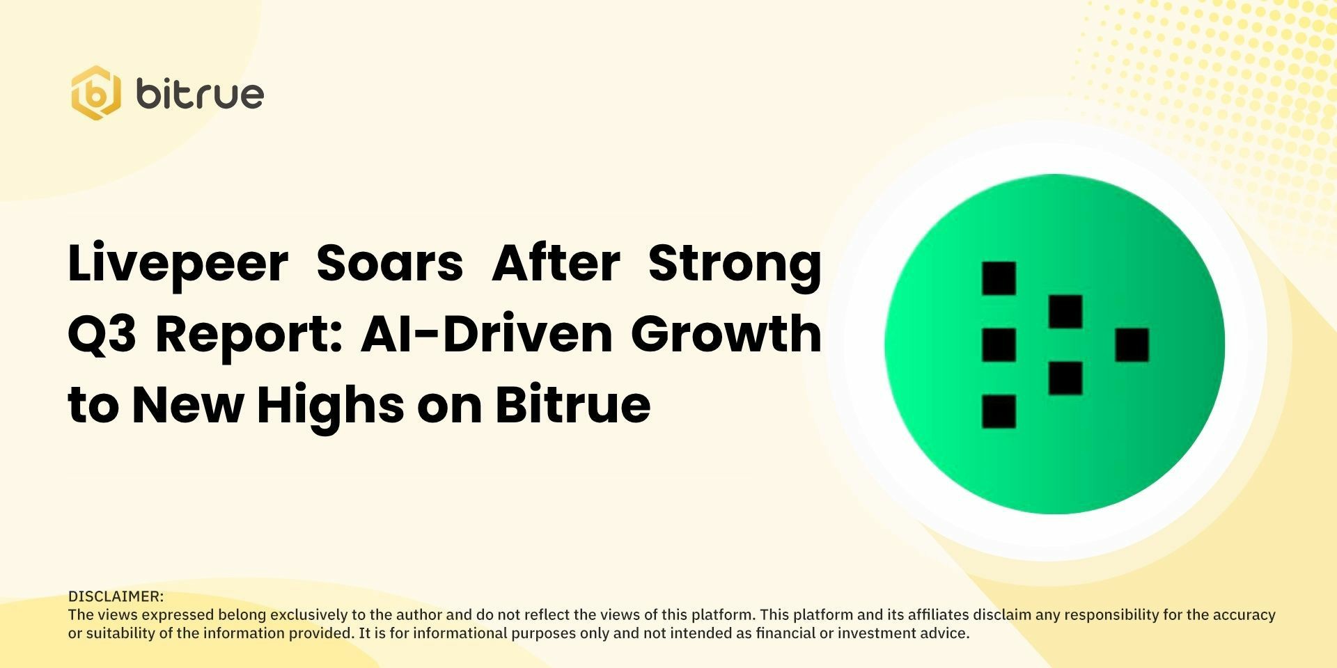 livepeer币在强劲的第三季报告后飙升：AI 驱动的增长使LPT在bitrue交易所上达到新高