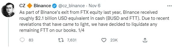 FTX交易所的倒闭其实CZ也有参一咖！？