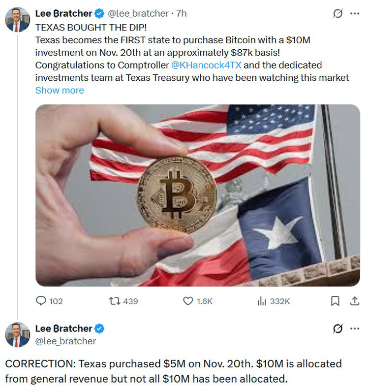 得州500万买比特币ETF
