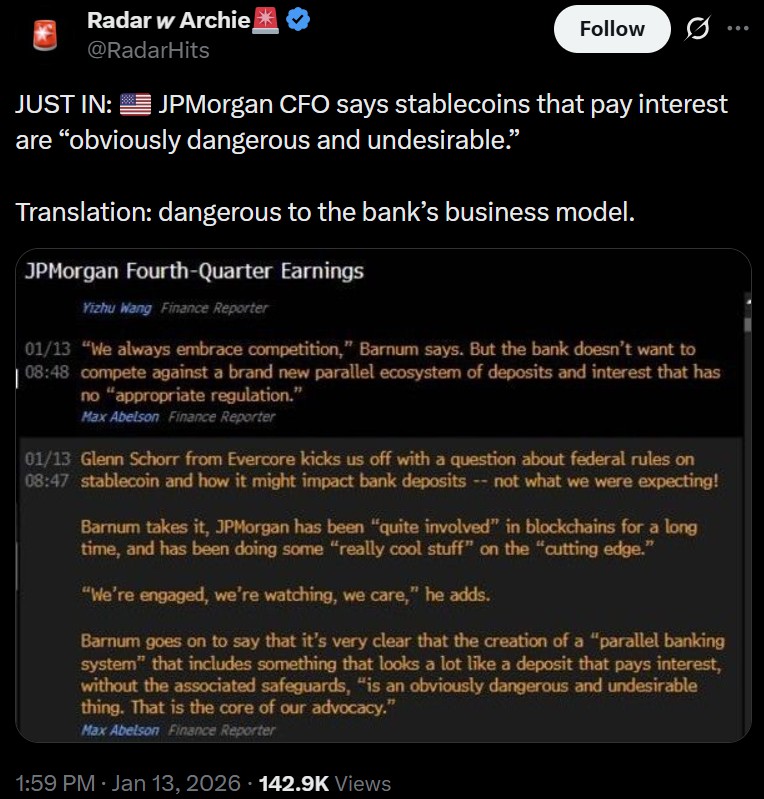 加密货币银行化,摩根大通危急!
