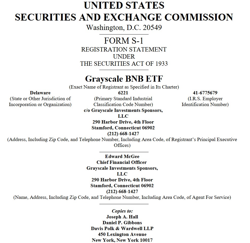 灰度申请BNB ETF，扩展加密资产