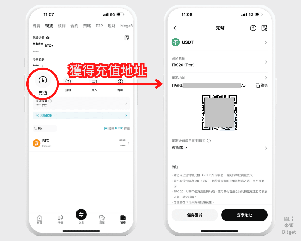 Bitget 入金 (充币)