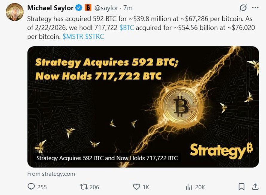 4000万购100枚BTC，策略新增592枚