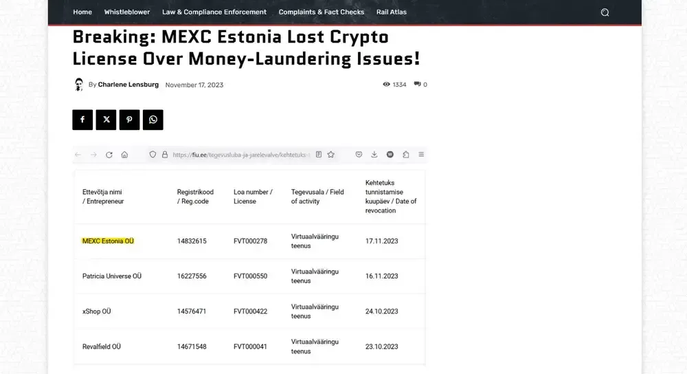 MEXC 是否获得许可并受到监管？