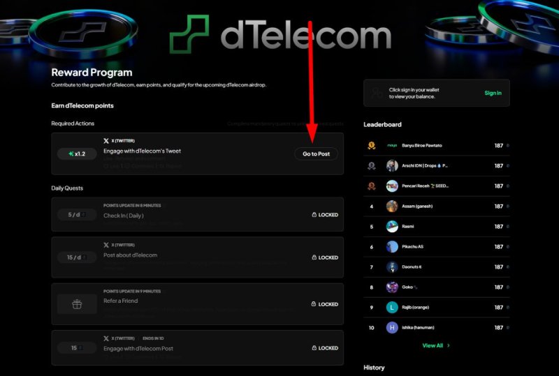 dTelecom(DTEL)币空投领取