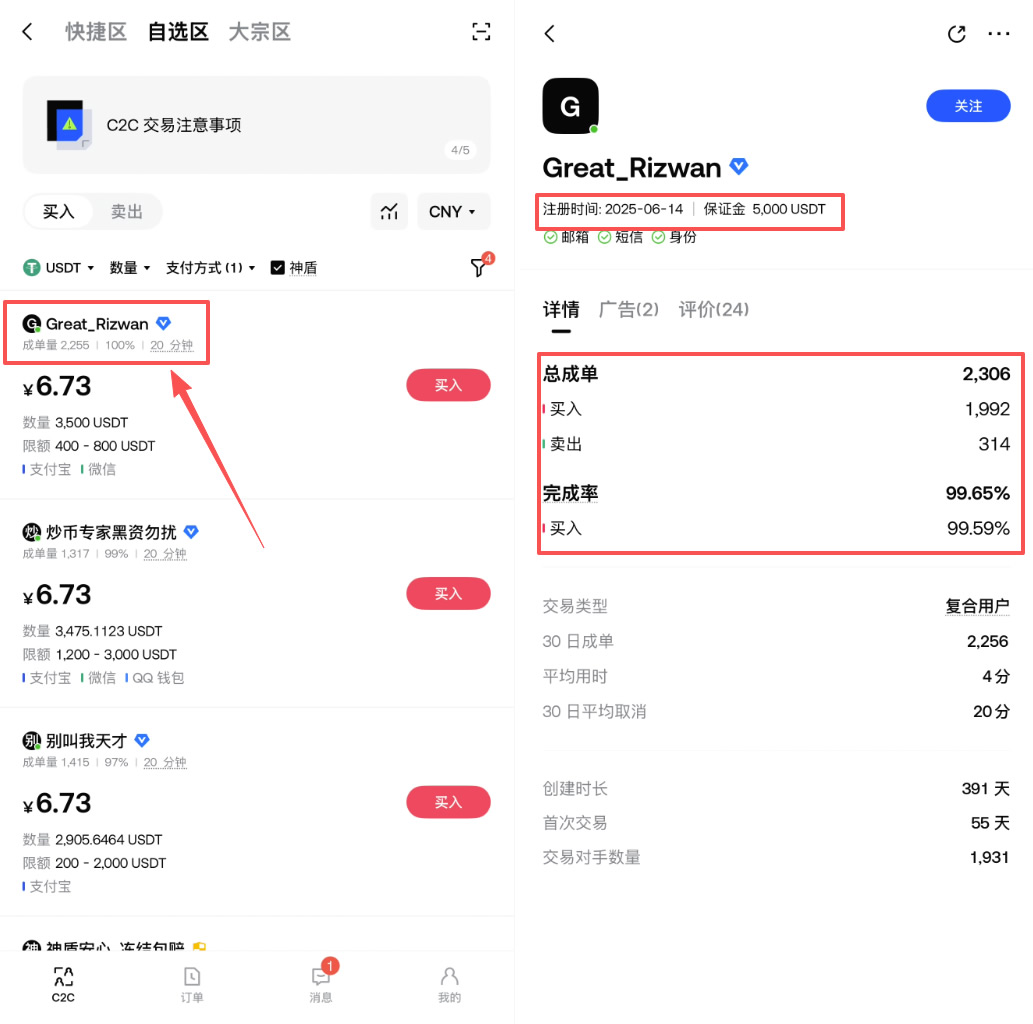 Gate.io注册后怎么买币？C2C买USDT详细步骤教程