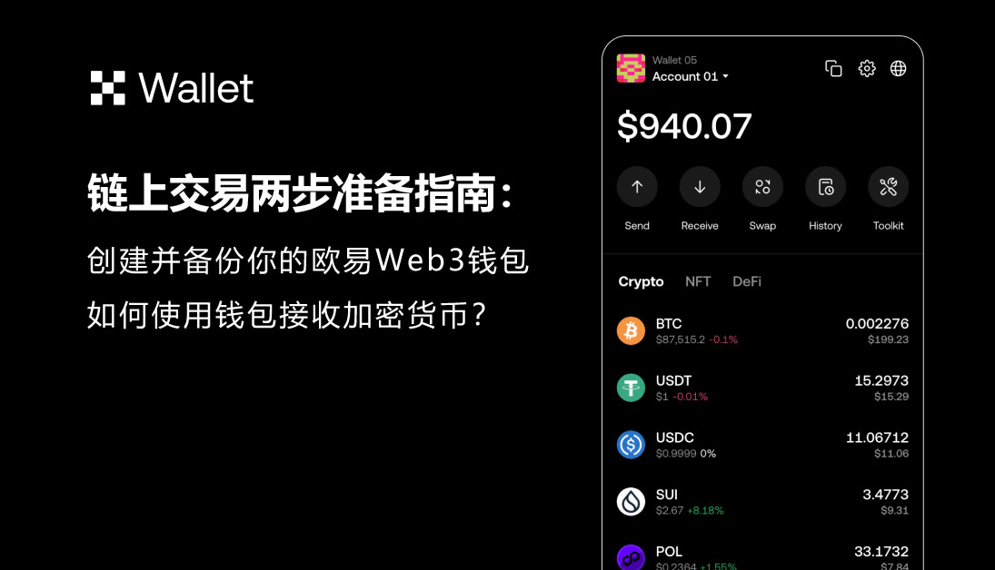 链上交易两步准备指南：创建OKX钱包和接收加密货币操作教程