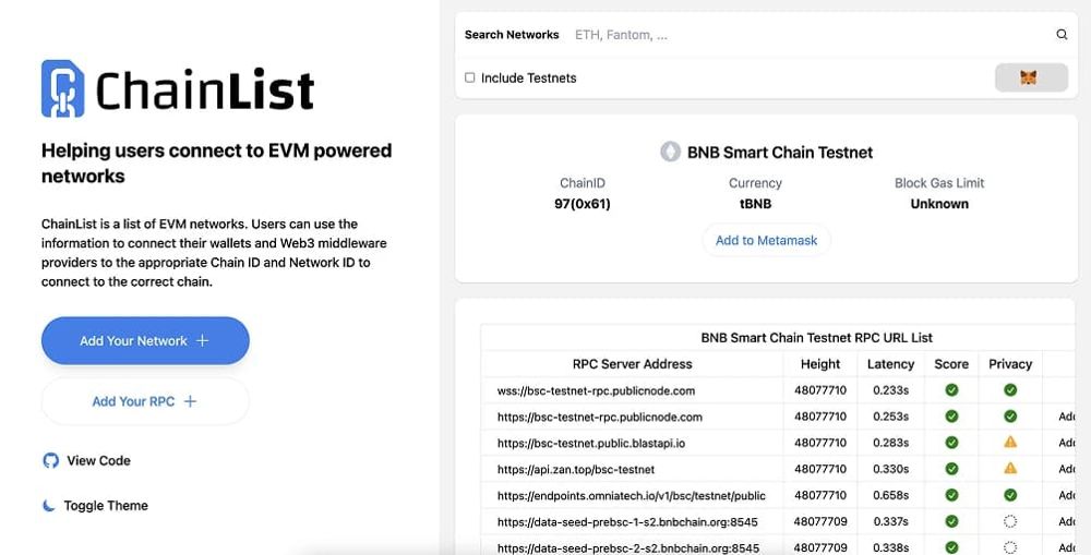 如何将BNB ChainTestnet 添加Testnet MetaMask