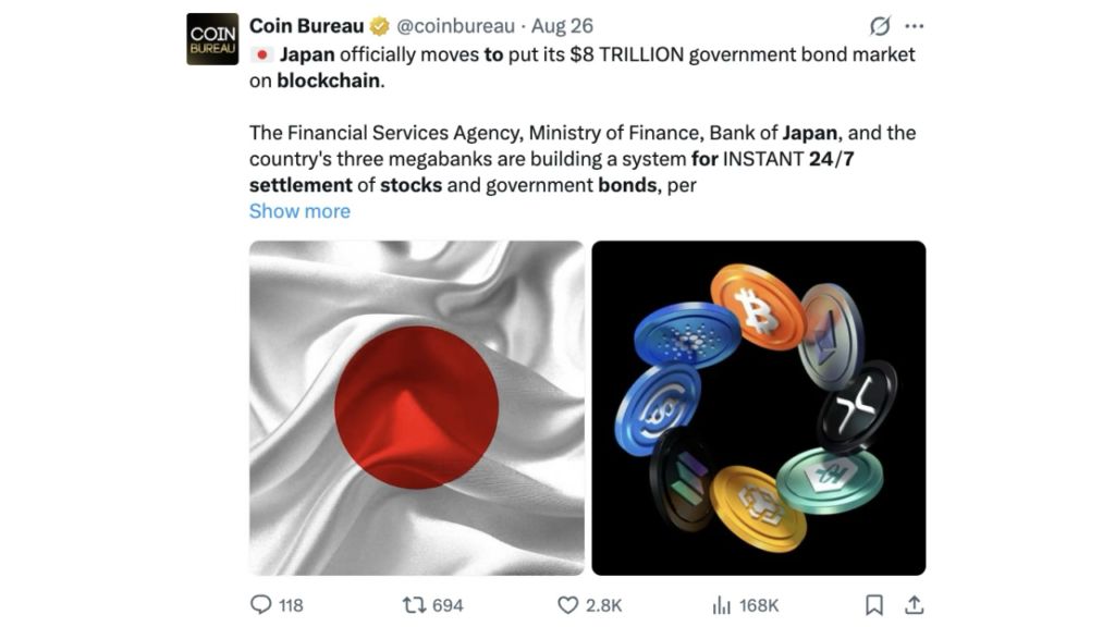 日本计划采用区块链系统实现股票和债券的即时结算