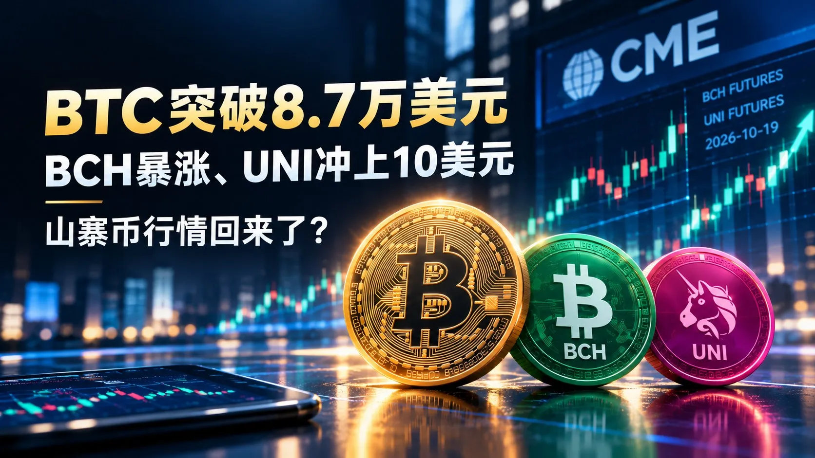 BTC突破8.7万美元！BCH暴涨、UNI冲上10美元，山寨币行情回来了？