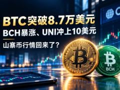 BTC刷新8.7万美金高点，BCH与UNI受期货利好提振，山寨币轮动开启？