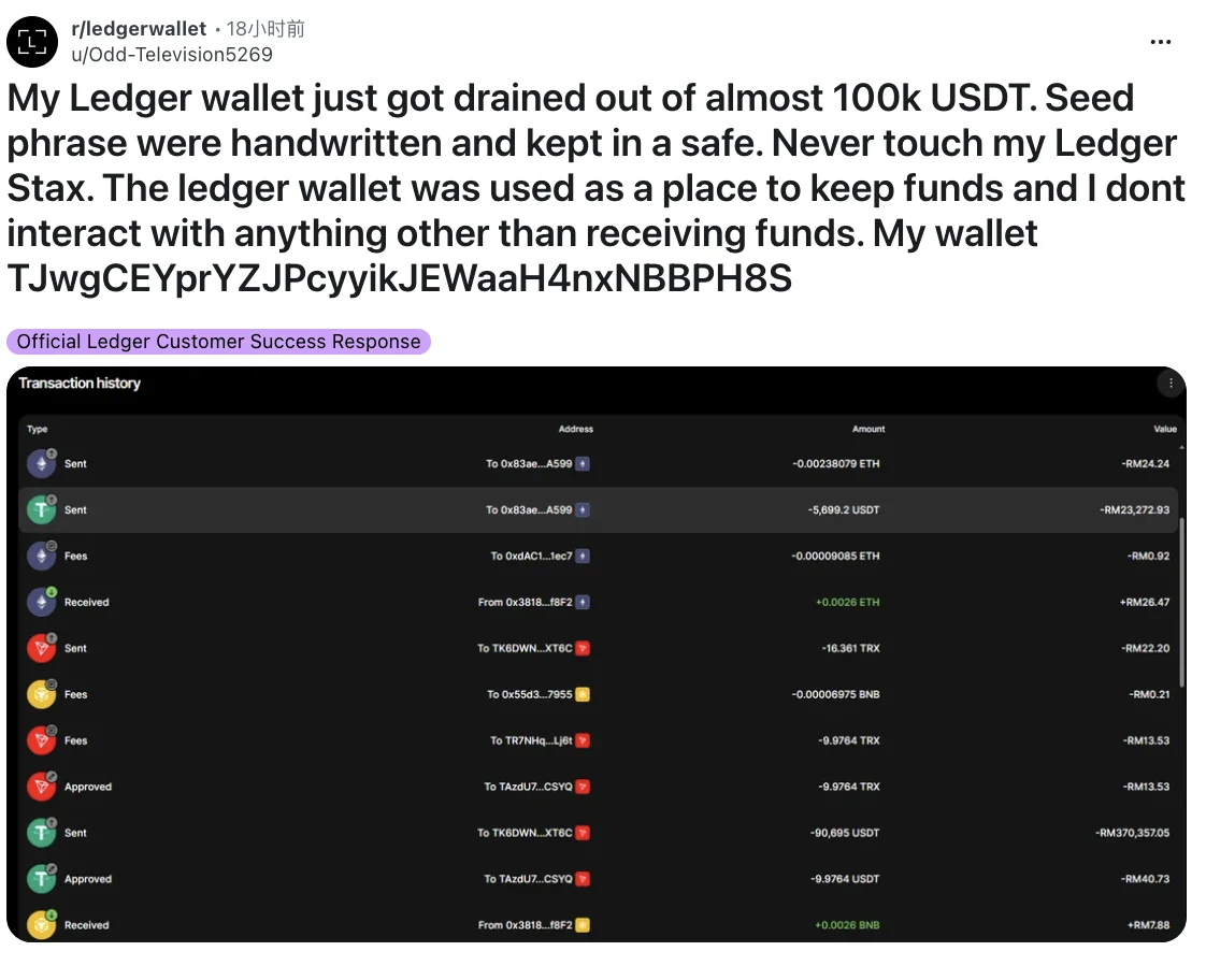 Ledger被盗超9300万美元