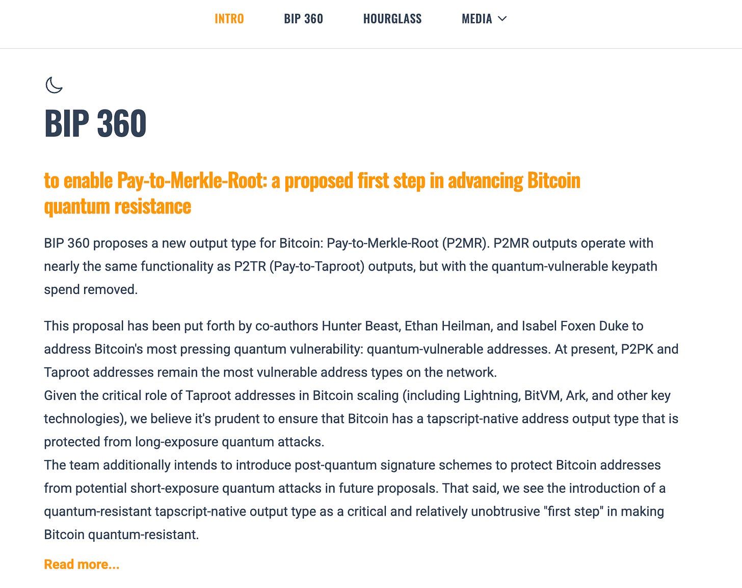 比特币改进提案 BIP-360 官方主页